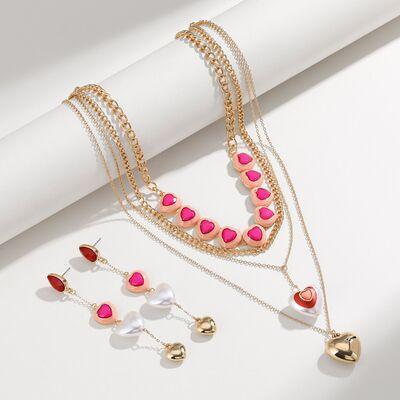 Heart Alloy Dangle Earrings - 808Lush