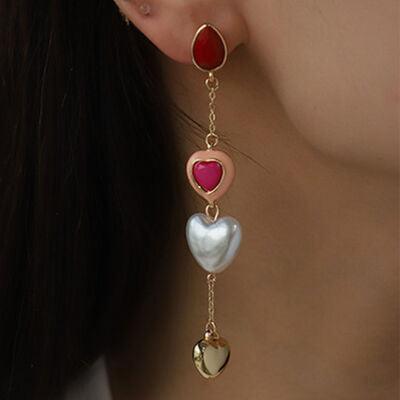 Heart Alloy Dangle Earrings - 808Lush