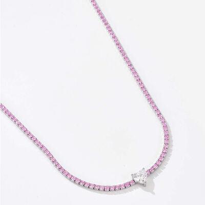 Heart Inlaid Zircon 925 Sterling Silver Necklace - 808Lush