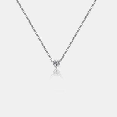 Heart Inlaid Zircon 925 Sterling Silver Necklace - 808Lush