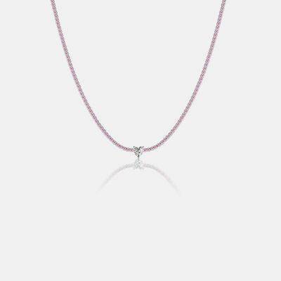 Heart Inlaid Zircon 925 Sterling Silver Necklace - 808Lush