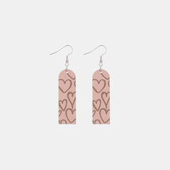 Heart Pattern Wooden Dangle Earrings - 808Lush