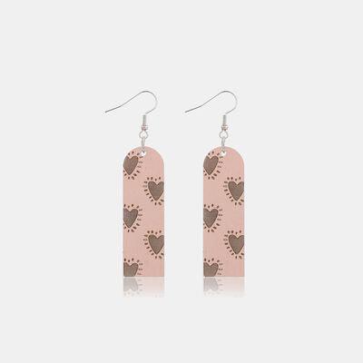 Heart Pattern Wooden Dangle Earrings - 808Lush