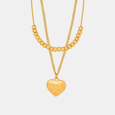 Heart Pendant Double-Lrayed Necklace - 808Lush