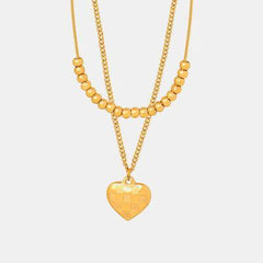 Heart Pendant Double-Lrayed Necklace - 808Lush