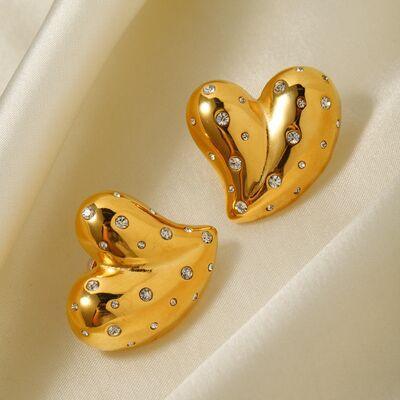 Heart Shape 18K Gold-Plated Zircon Earring - 808Lush