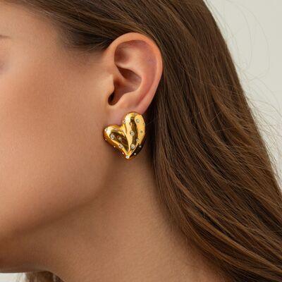 Heart Shape 18K Gold-Plated Zircon Earring - 808Lush