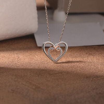 Heart Shape Inlaid Zircon 925 Sterling Silver Necklace - 808Lush