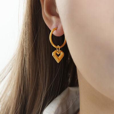 Heart Shape Lapis Lazuli Dangle Earrings - 808Lush