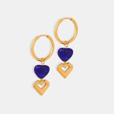 Heart Shape Lapis Lazuli Dangle Earrings - 808Lush