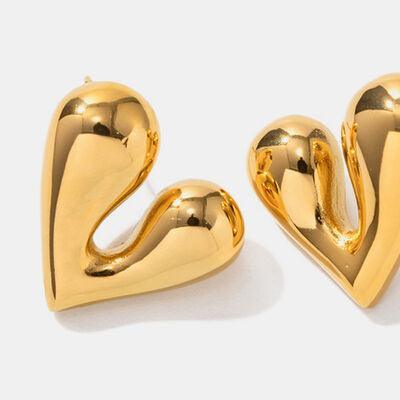 Heart Shape Stainless Steel Stud Earrings - 808Lush