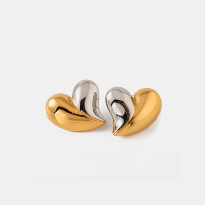 Heart Shape Stainless Steel Stud Earrings - 808Lush