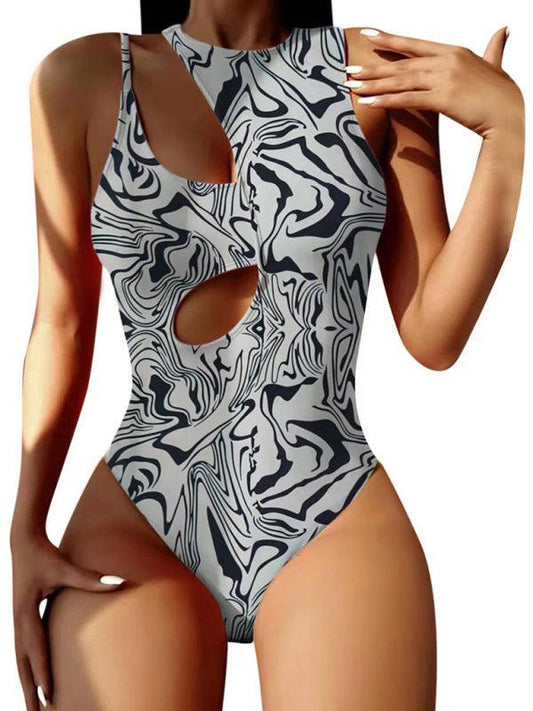 Hollow multicolor one shoulder sexy swimsuit women - 808Lush