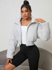 Houndstooth Zip-Up Jacket - 808Lush