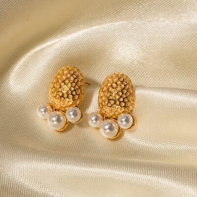 Imitation Pearl Stainless Steel Stud Earrings - 808Lush