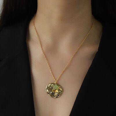 Inlaid Zircon Brass Geometric Shape Pendant Necklace - 808Lush