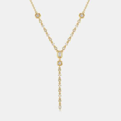 Inlaid Zircon Brass Pendant Necklace - 808Lush