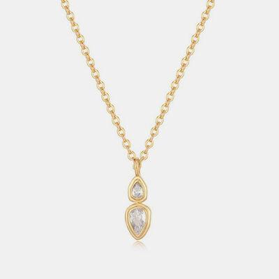 Inlaid Zircon Brass Pendant Necklace - 808Lush