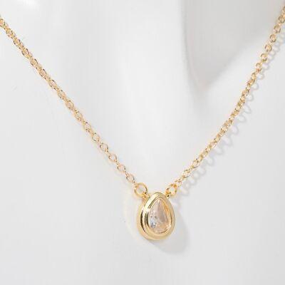 Inlaid Zircon Brass Pendant Necklace - 808Lush