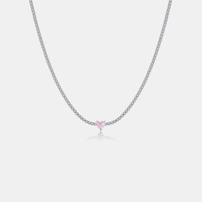 Inlaid Zircon Heart 925 Sterling Silver Necklace - 808Lush