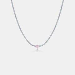 Inlaid Zircon Heart 925 Sterling Silver Necklace - 808Lush