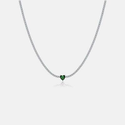 Inlaid Zircon Heart 925 Sterling Silver Necklace - 808Lush