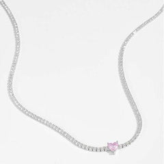 Inlaid Zircon Heart 925 Sterling Silver Necklace - 808Lush