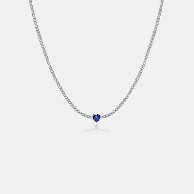 Inlaid Zircon Heart 925 Sterling Silver Necklace - 808Lush