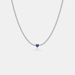 Inlaid Zircon Heart 925 Sterling Silver Necklace - 808Lush