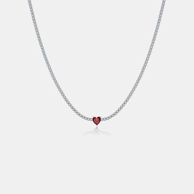 Inlaid Zircon Heart 925 Sterling Silver Necklace - 808Lush