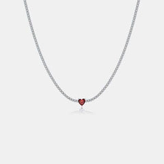 Inlaid Zircon Heart 925 Sterling Silver Necklace - 808Lush