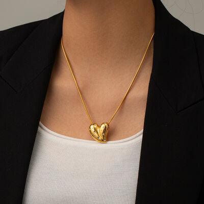 Inlaid Zircon Heart Stainless Steel Necklace - 808Lush