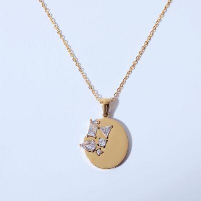 Inlaid Zircon Titanium Steel Pendant Necklace - 808Lush