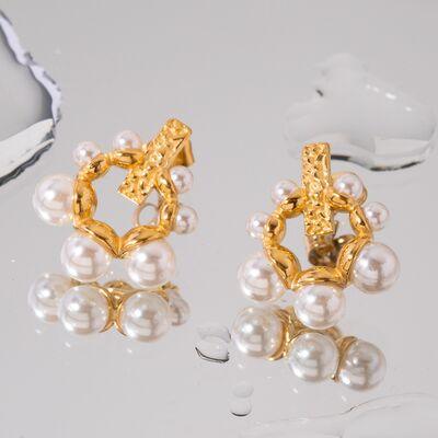 Irregular 18K Gold-Plated Pearl Earrings - 808Lush