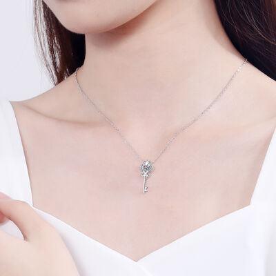 Key Shape Moissanite 925 Sterling Silver Necklace - 808Lush