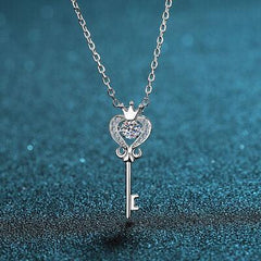 Key Shape Moissanite 925 Sterling Silver Necklace - 808Lush