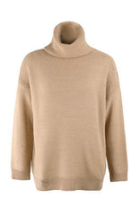 Knit Sweater Woman With Thick Thread, Long Sleeves And High Neck Pullover - 808Lush