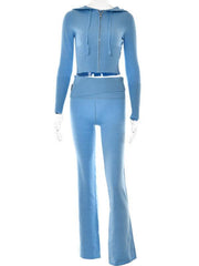 Knitted hooded set women's long sleeved pants two-piece set - 808Lush