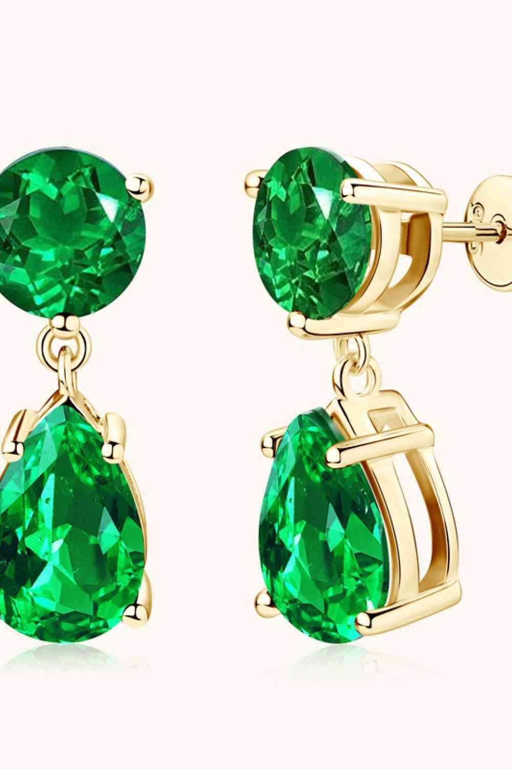 Lab-Grown Emerald Drop Earrings - 808Lush