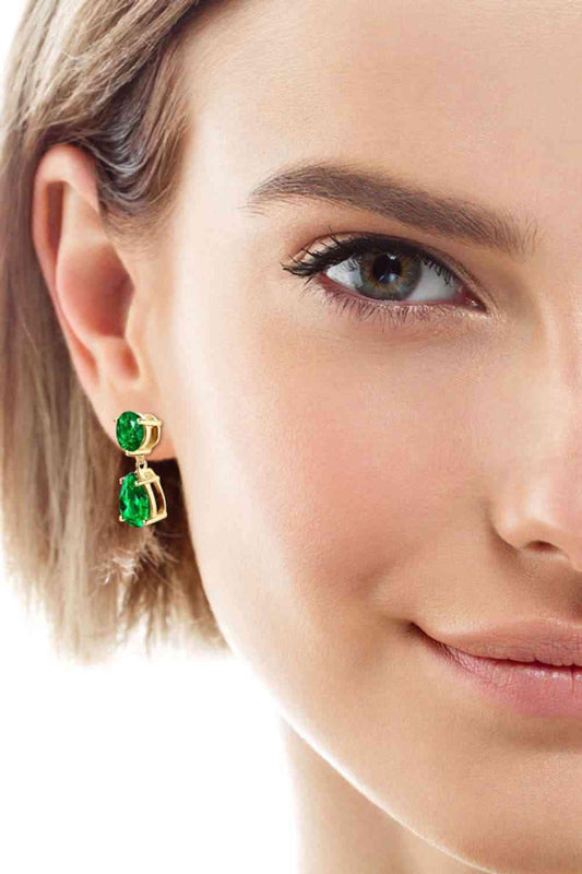 Lab-Grown Emerald Drop Earrings - 808Lush