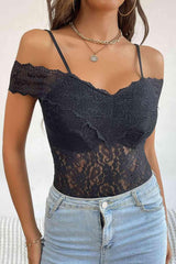 Lace Cold-Shoulder Bodysuit - 808Lush