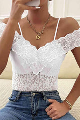 Lace Cold-Shoulder Bodysuit - 808Lush