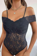 Lace Cold-Shoulder Bodysuit - 808Lush