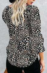 Ladies Casual Fashion Printed Shirts V Neck Long Sleeves - 808Lush