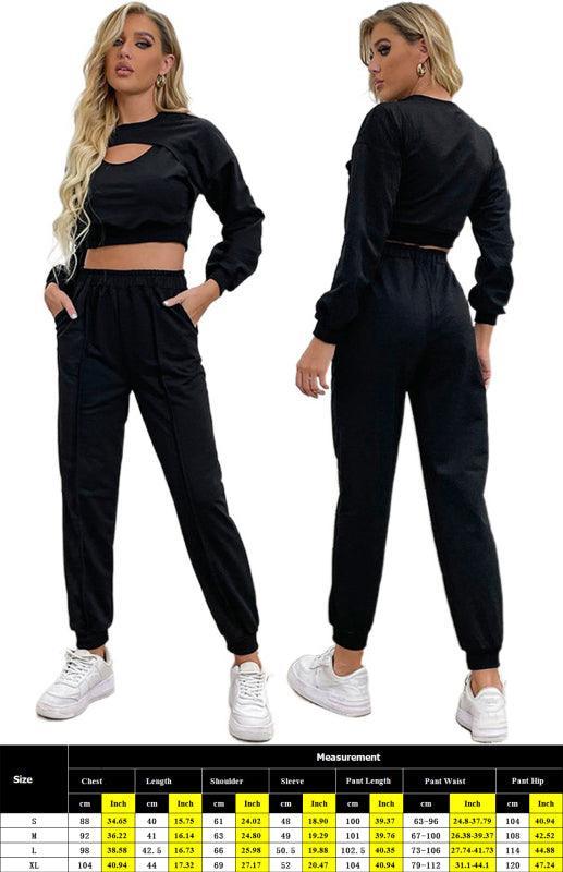 Ladies Fashion Hollow Sports Casual Suit - 808Lush