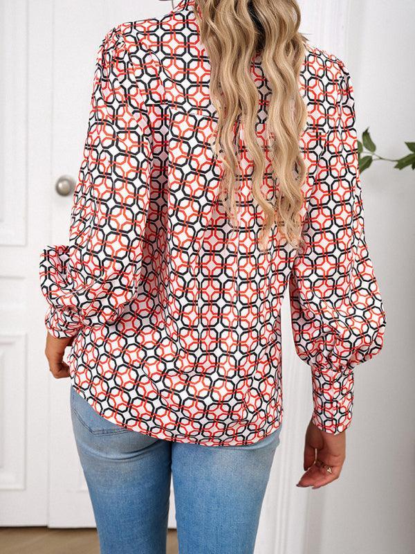 Ladies Printed Casual Vacation Loose Shirt Top - 808Lush