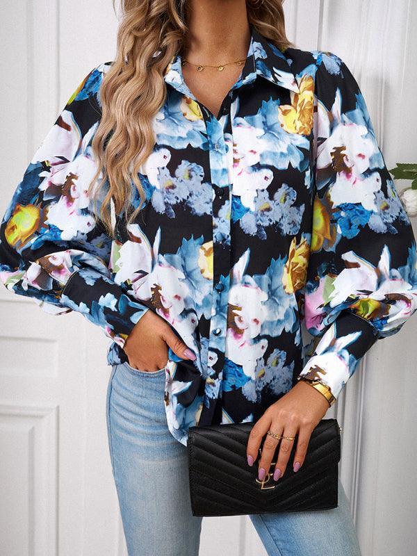 Ladies Printed Casual Vacation Loose Shirt Top - 808Lush