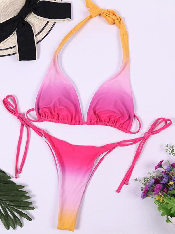 Ladies backless sexy gradient bikini - 808Lush