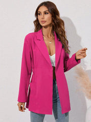 Lapel collar small suit mid-length long-sleeved blazer - 808Lush