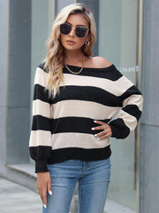 Lazy Women's Long Sleeve Striped Sweater - 808Lush